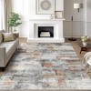 Itopfox Washable Rug, Ultra Soft Abstract Carpet, Non Slip Stain Resistant Fluffy Rug for Living Room Bedroom, Modern Gray/Rust Design - 2 of 4