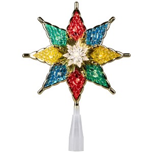 Northlight 8" Pre-Lit Red and Green Crystal 8-Point Star Christmas Tree Topper - Clear Lights - 1 of 4