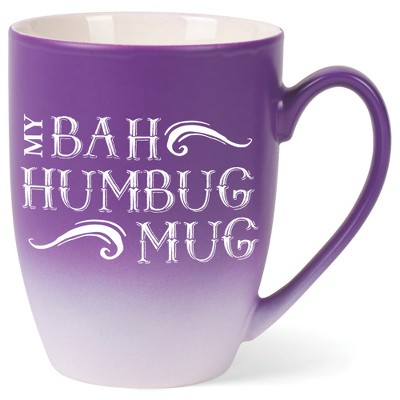 Elanze Designs My Bah Humbug Mug Two Toned Ombre Matte Purple and White 12 ounce Ceramic Stoneware Coffee Cup Mug