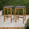 JONATHAN Y Armand Modern Coastal Backless Acacia Wood Outdoor Bar Stool with Woven Rope Sea (Set of 2) - 2 of 4