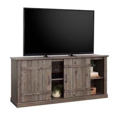 Pebble Pine Farmhouse TV Credenza with Sliding Doors