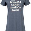 Women's - Instant Message - Beautiful Worthy Confident Loved Graphic T-shirt Dress - 2 of 4