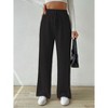Clearlove Womens Wide Leg Palazzo Pleated Pants Ribbed Knit High Waist Flowy Drawstring Loose Casual Trousers - 4 of 4