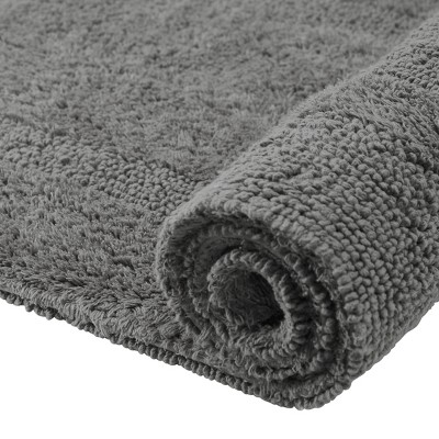 Luxurious Gray Cotton Tufted Reversible Bath Rug Set