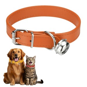 Unique Bargains Dog Collar with Bell Adjustable Buckle PU Leather Dog Collars - 1 of 4