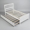 Twin Size Wood Platform Bed with Trundle, Solid Pine Frame, Slats, No Box Spring Needed, Space-Saving Guest Bed - 3 of 4