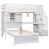 NicBex Twin over Twin Bunk Bed with Desk Wooden Bed Frame with Cabinet, Shelves, Storage Stairs and Guardrail, No Box Spring Required - 3 of 4