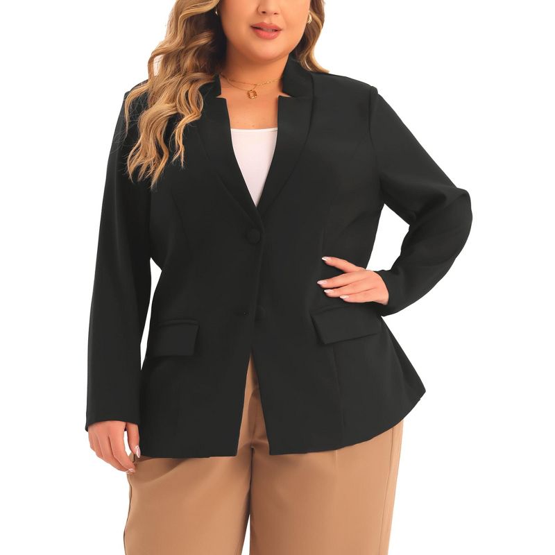 Agnes Orinda Women's Plus Size Business Button Long Sleeve Office Work Suit Jackets, 2 of 6