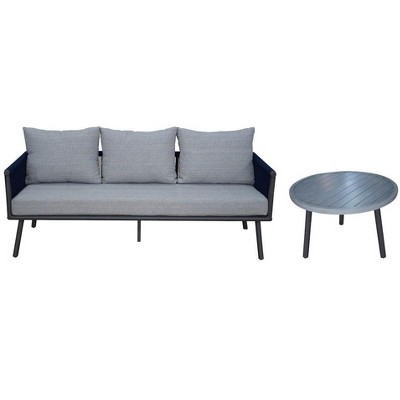 Courtyard Casual Spring Valley 2 pc Set One sofa and one Coffee Table  Aluminum frame with solution dyed Poly fabric