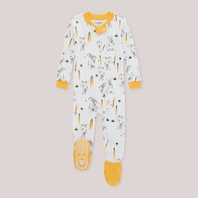 Image of Burt's Bees Baby® Baby Boys' Roaming Rabbit Organic Cotton Footed Pajama - White 18M