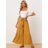 INSPIRE CHIC Women's Boho Elastic High Waist Tie Belt Ruffle Hem Wide Leg Palazzo Pants - 3 of 4