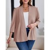 Clearlove Womens Plus Size Cardigan Casual 3/4 Sleeve Waffle Knit Duster Open Front Tops - 3 of 4