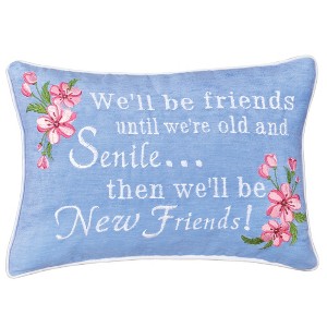 Collections Etc Funny New Friends Accent Pillow with Removable Cover Blue - 1 of 2