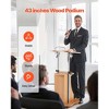 VEVOR Podium Stand, 43-Inch Wooden Lectern, Portable Laptop Desk with Lockable Wheels, Adjustable Height and Angle, Brown - 3 of 4