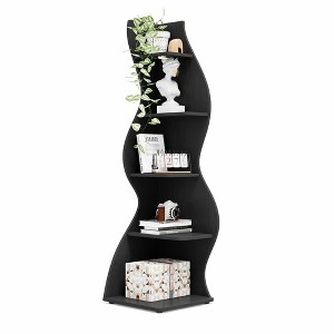 Lirago,5-Tier Corner Bookshelf – Modern Black Engineered Wood Shelf with Adjustable Shelves – Ideal for Home & Office Spaces - 1 of 4