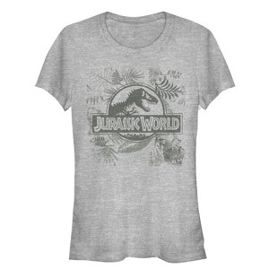 Juniors Womens Jurassic World Fern Leaf Logo T-Shirt - 1 of 3