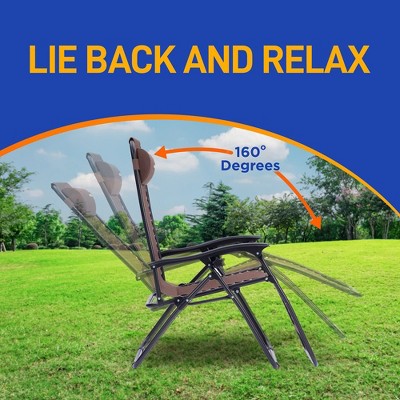 Brown Adjustable Zero Gravity Lounger Set with Cushions