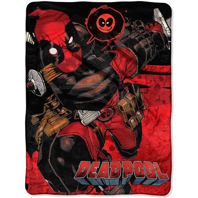 Marvel Deadpool Say Deadpool!! Quote Bubble Character Super Plush Throw Blanket (46" x 60") 117cm x 152cm Multicoloured