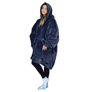 Women’s Leisure Studio Blanket Hoodie Woman Flannel Oversized Sweatshirt, Soft Fleece Loungewear Blanket Hoodie Wearable, Gift Woman - Tirrinia - 1 of 4