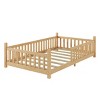 TopComfy Beds Twin Size House Bed Fence Roof Bed Frame for Kids Low Floor House Design with Safety Fence for Bedroom, Beige, 80.91"*15.55"*6.5" - 4 of 4