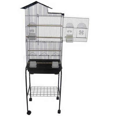 YML 6894 3/8 inches Bar Spacing Tall Villa Top Bird Cage with Stand 18 inches x 14 inches /Small Black