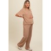 Pinkblush Taupe Textured Knit Oversized Tee And Pants Maternity Set - 3 of 4