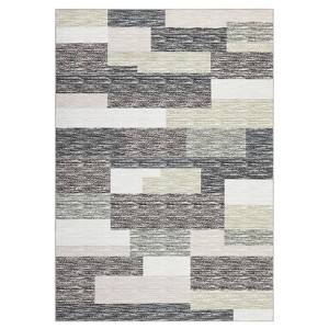 Indoor Modern Geometric Patchworked Area Rugs for Bedroom Living Room, Washable Non Slip Contemporary Carpet for Home Office - 1 of 4