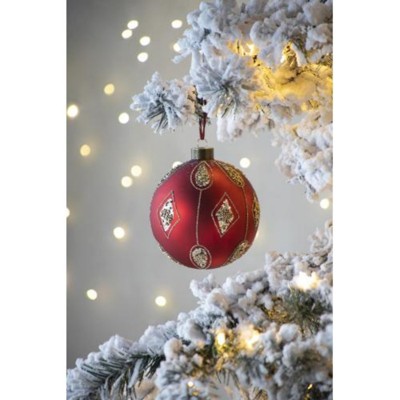 Maggift Decorative Objects Glass Decorative Hanging Ball Christmas Tree Ornaments for Holiday Party Decorations, Set of 4, Red, 4.7"*4.7"*4.7"