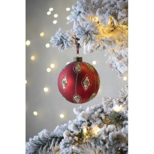 Syemin Decorative Objects Glass Decorative Hanging Ball Christmas Tree Ornaments for Holiday Party Decorations, Set of 4, Red, 4.7"*4.7"*4.7" - 1 of 4