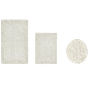 Edge Bath Rug 100% Premium Cotton Ultra-Soft Water Absorbent Tufted Solid Reversible 3 Piece Bathroom Rug Set for Machine Washable Bathmat - 1 of 4