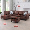 AndMakers 97 in. W Square Arm 3-piece L Shaped Microfiber Modern Sectional Sofa in Brown with Storage - 2 of 4