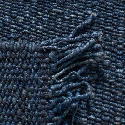 Navy Hand-Knotted Jute Area Rug, 4' x 6'