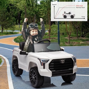 Electric Car for Kids, Licensed Toyota Tundra 12V Electric Truck, Off-Road Kids Car w/Remote, Spring Suspension & 3 Speeds, LED Headlights - 1 of 4