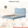Twin/Full/Queen Size Bed Frame for Kids w/ Velvet Upholstered Headboard, Cute Low Profile Platform Bed for Girls and Boys - 2 of 4