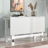 NicBex Farmhouse Extendable Rectangle Dining Table with 18 Inch Drop Leaf for 4,Space-Saving,White/Gray - 2 of 4