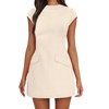 Coolmee Women's Summer Casual Dresses Mock Neck Cap Sleeve Work Mini Dress - 2 of 4
