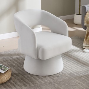 30.3" Velvet Swivel Barrel Chair with Open Back and 360° Pedestal Base for Living Room or Bedroom-Cuddlewood - 1 of 4
