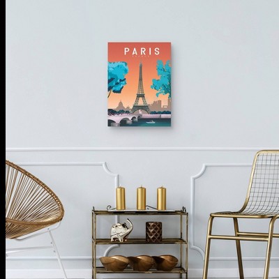 Paris Eiffel Tower and Seine River Canvas Art Print