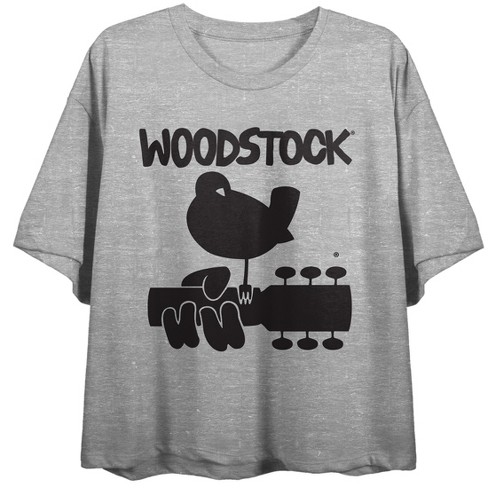 Woodstock Single Color Logo Women's Heather Gray Crop Tee with Short  Sleeves and Crew Neck-Small