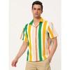 Lars Amadeus Men's Short Sleeve Button Down Summer Beach Vertical Striped Shirts - 3 of 4