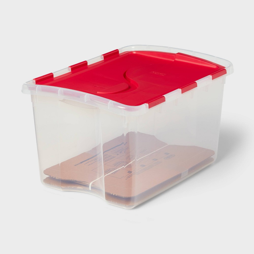 48qt flip lid ornament box - brightroom™: clear plastic utility storage tote, portable & lidded, 48 volume capacity