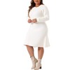 Agnes Orinda Women's Plus Size Crew Neck Long Sleeve Fall Fashion Knit Midi Pullover Sweater Dresses - 2 of 4