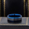 Jewelry Avalanche 6mm Stepped Black & Blue IP Hammered Tungsten Carbide Mens Womens Wedding Band - 3 of 4