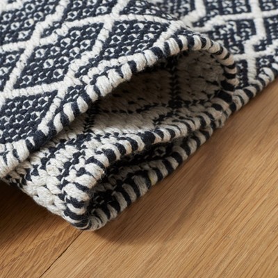 Black and White Handwoven Wool Kilim Area Rug, 6' x 9'