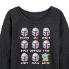 Women's - Star Wars - The Mandalorian Mandalorian Moods Lightweight French Terry Wide Neck Long Sleeve Graphic Shirt - 2 of 4