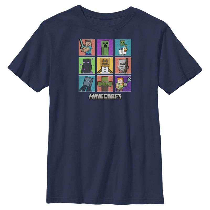 Boy's Minecraft Character Boxes T-Shirt, 1 of 5