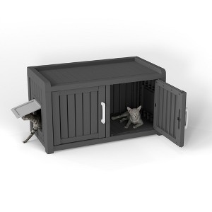 Decksplore Cat Cave: 2-in-1 Indoor/Outdoor Furniture with Hidden Litter Box & Feeding Station - 1 of 4