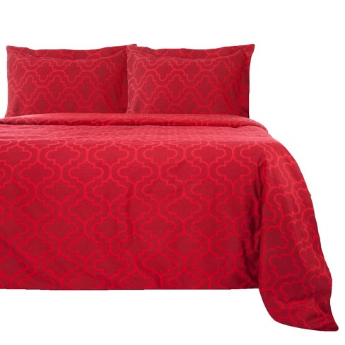 Cotton Flannel Solid Or Trellis Heavyweight Duvet Cover Set With ...