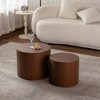 Nesting Coffee Table Set of 2 Round Wooden Coffee Tables Circle Modern Table for Small Space Living Room Bedroom Accent End Side Table - 4 of 4