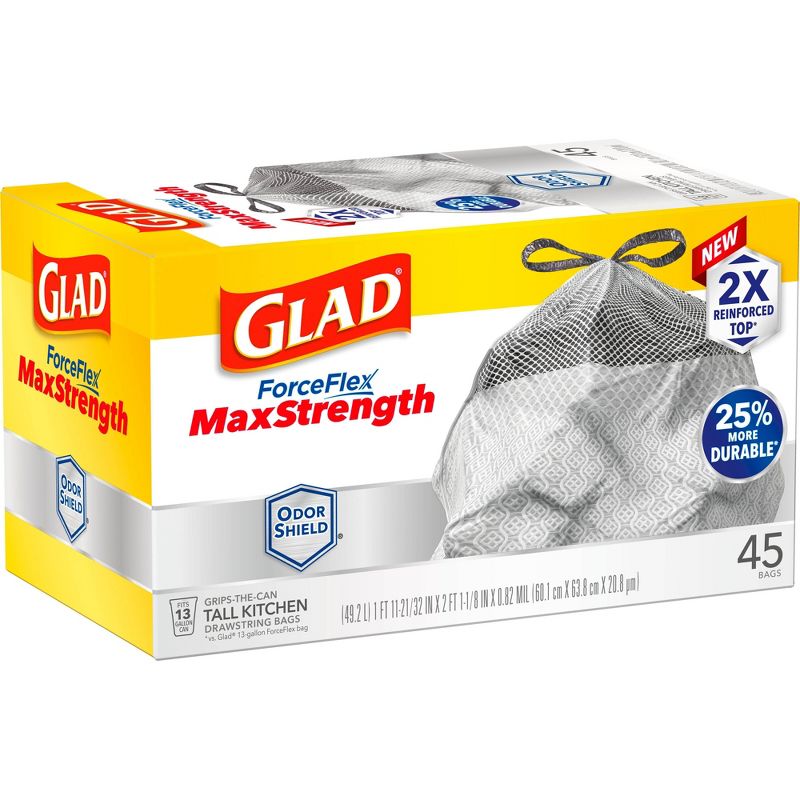 Glad ForceFlex MaxStrength Drawstring Odor Shield Trash Bags - 13 Gallon - 45ct, 2 of 16